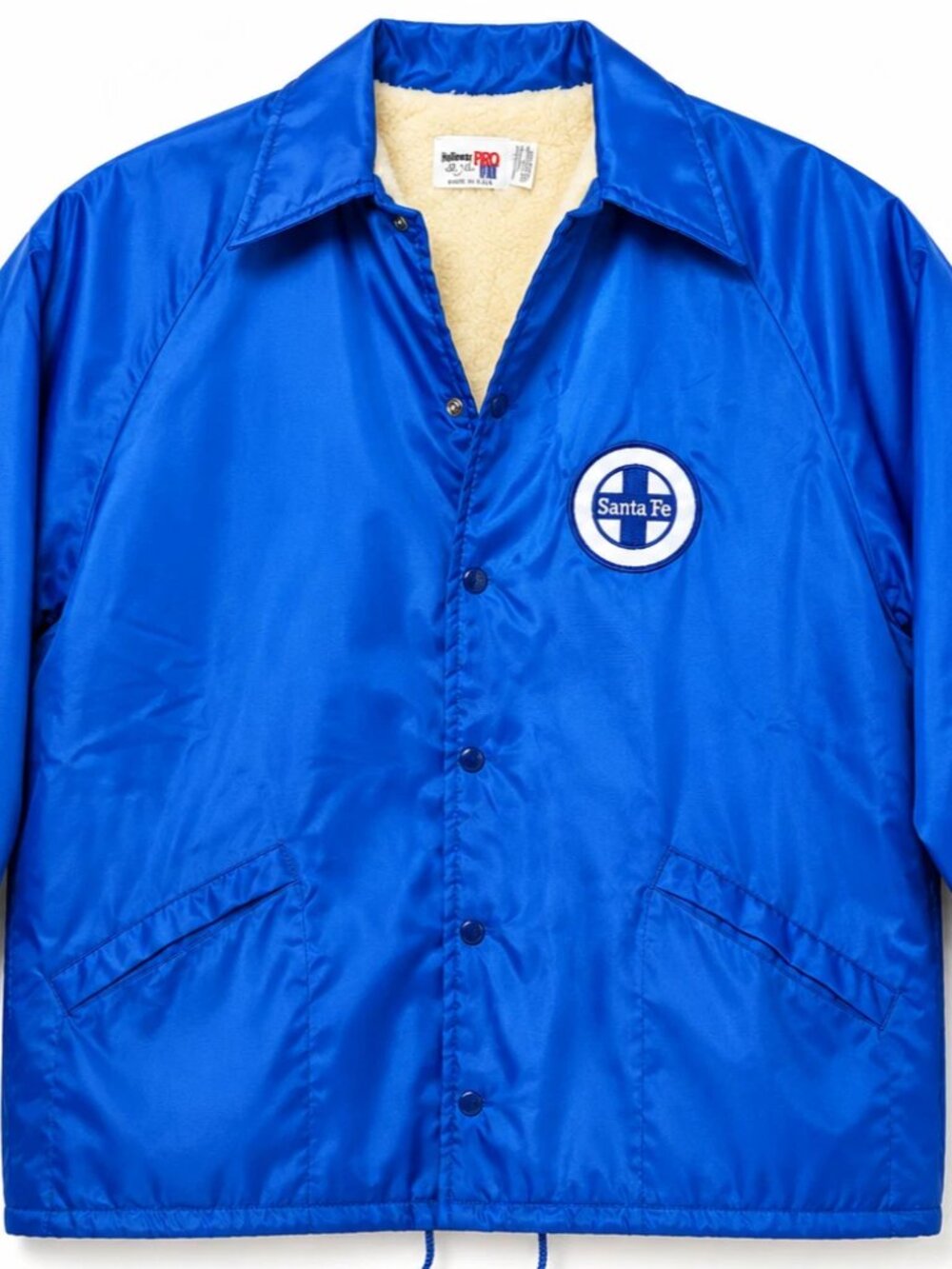 SANTA FE RAILROAD Vtg King Louie Pro Fit Sherpa Snap Blue Jacket Large RARE EUC